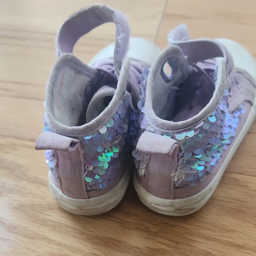 Toddler Lavender Sequin High Top Sneakers Size 7 - Picture 15 of 17